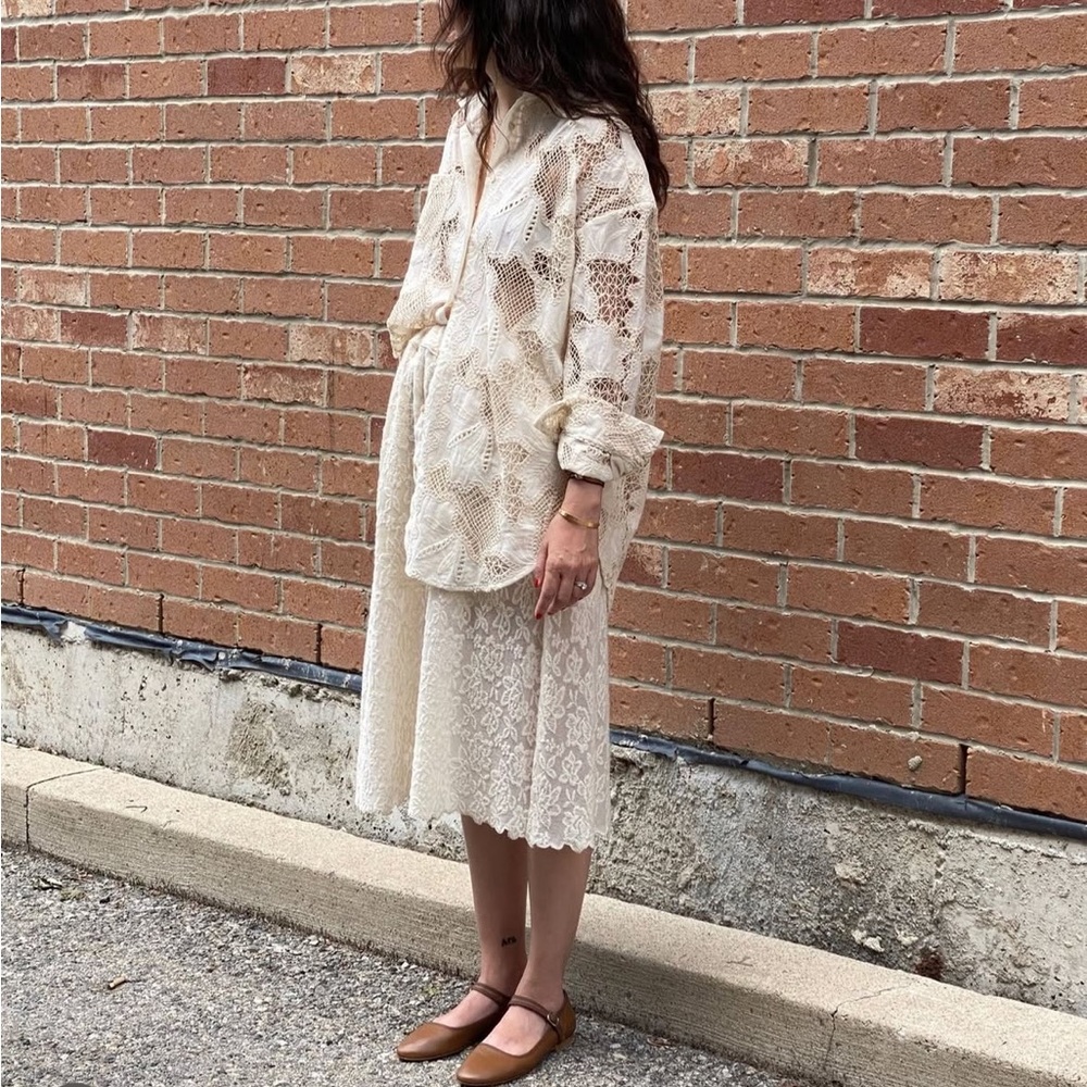 FRANCINE SHIRT | EYELET FLORAL LATTICE - Caron Callahan